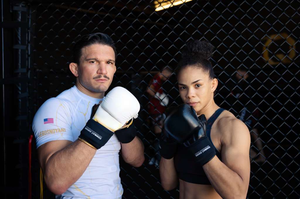 Two fighters wearing Combat Cover in the cage